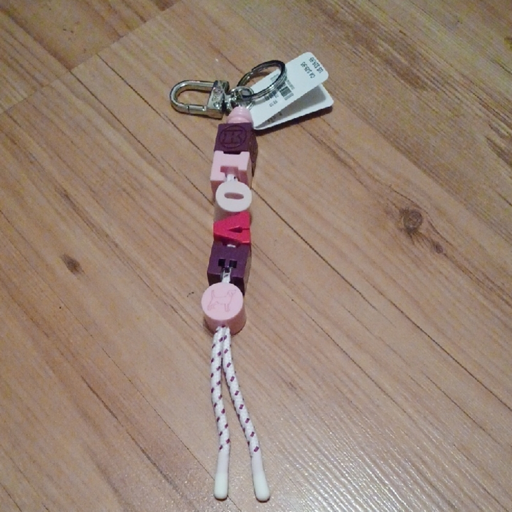 Victorias Secret Pink & Purple Silicone Letter Keychain Charm